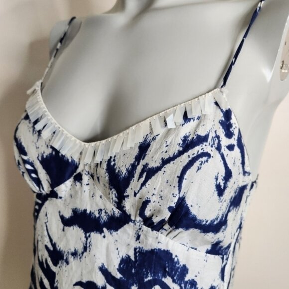Velvet by Graham Spencer Blue and White Silk Slip Mini Dress Size Small - Picture 4 of 13